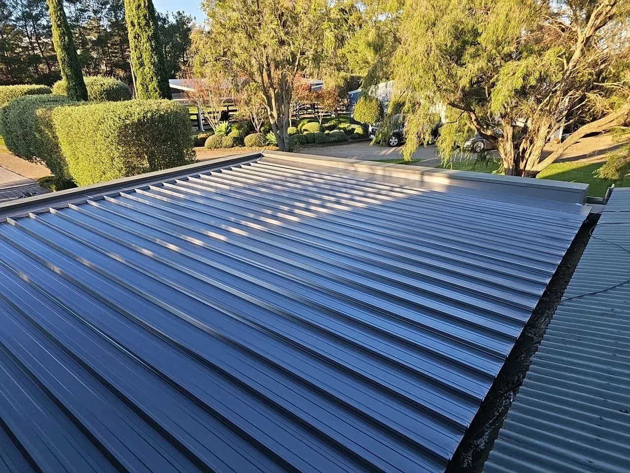 Metal roof and edge flashing photographed on a Flow-Rite job