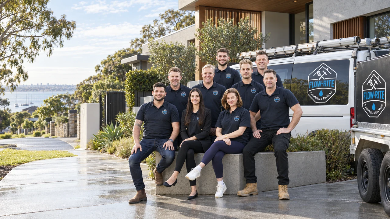Flow-Rite team with branded vehicles